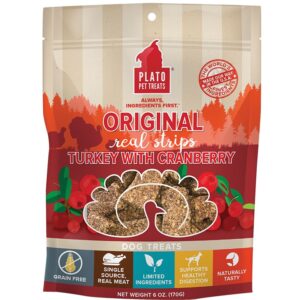 Plato Dog Strips Grain Free Turkey Cranberry 6Oz