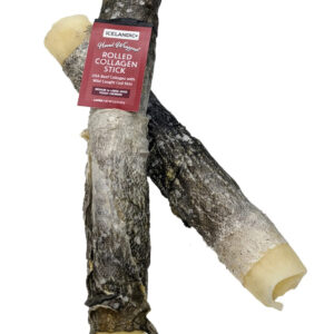 Icelandic+ Beef Rolled Collagen Stick W/ Wrapped Fish - 18-Ct Display Box 8" Chew Stick