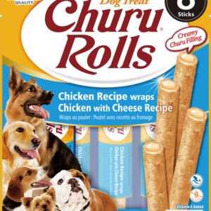 Inaba Dog Churu Rolls Chicken Cheese Wraps 6Ct/3.36Oz