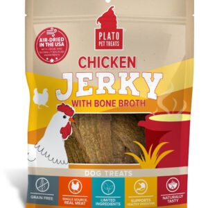 Plato Dog Jerky Chicken With Bone Broth 16oz.