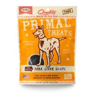 Primal Pork Liver Snaps Dry Roasted Dog Treats, 4.25-Oz. Bag