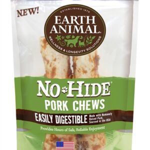 Earth Animal No Hide Pork Chews Dog Treats, 7 Inch, 2 Pack