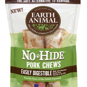 Earth Animal No Hide Pork Chews Dog Treats, 4 Inch, 2 Pack