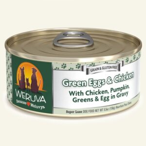 Weruva Dog Green Eggs & Chicken with Chicken, Pumpkin, Greens & Egg in Gravy 5.5oz. Case Of 24