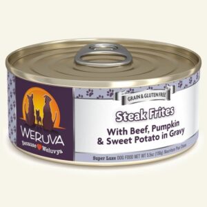 Weruva Dog Steak Frites with Beef, Pumpkin & Sweet Potato in Gravy 5.5oz. Case Of 24