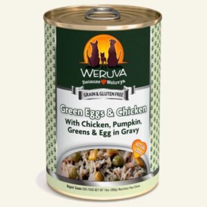 Weruva Dog Green Eggs & Chicken with Chicken, Pumpkin, Greens & Egg in Gravy 14oz. Case Of 12