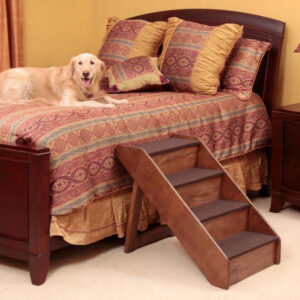 Solvit Products Cozyup Folding Wood Pet Steps, 4 Steps Walnut Xl